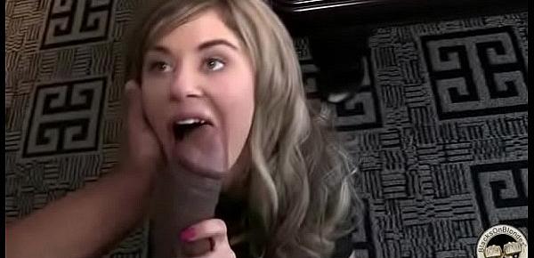  White girl convinced to swallow cum from black cock 14